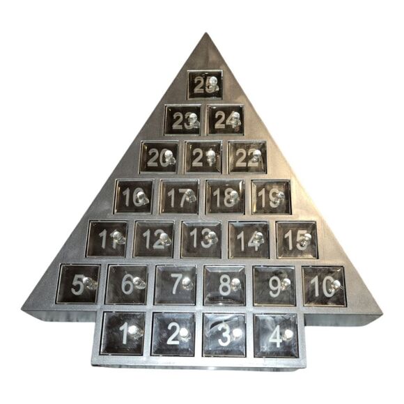 Threshold Mirrored Doors Christmas Tree Advent Calendar Silver Holiday - Picture 1 of 8